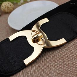 Belts Style Elastic Waistband Four Seasons Versatile Girdle For WOMEN'S Dress Shirt Decoration Wide Black Belt Strap