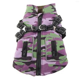 Dog Apparel Warm Jacket Windproof Thickened Winter Coat Reflective Pet Cotton-padded Clothes With Chest Strap For Outdoor Walking