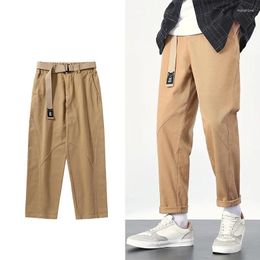Men's Pants Spring Autumn Vintage Men Straight Cotton Trousers Casual Cargo With Belt Male Loose Baggy Hip Hop Streetwear