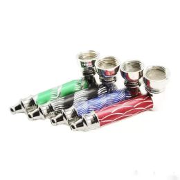 smoke shop Metal Smoking Pipe Colorful Tobacco Dry Herb Screen Perc Glass Pipes Bright Color ZZ