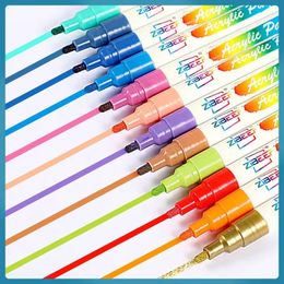 12/48 Colours Acrylic Paint Markers Pens For Fabric Rock Painting Markers Paint Pen Ceramic Glass Canvas DIY Art Making Supplies 231226