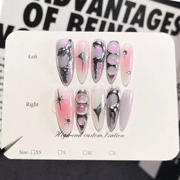 MAGO Handmade Press on Full Cover Professional Nails Chilli Cool Girl Reusable Finished Fake Nails 231227