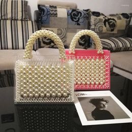 Evening Bags Pearl Woven Bag Series Acrylic Ins Handmade Beaded Flower Yangmei Ball Candy Color Handbag