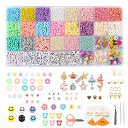 Mixed Beads Set For Jewellery Making 3MM Seed Beads6MM Polymer Clay Flat Beads For Bracelet Making DIY Beads Accessories Set Kit 231227