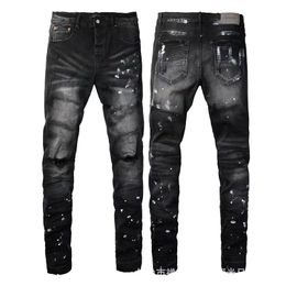 Mens Jeans Man Pants Designer Black Skinny Stickers Light Wash Ripped Motorcycle Rock Revival Joggers True Religions Men 709