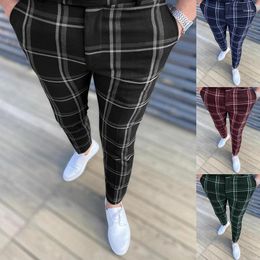 Men's Pants Spring And Autumn Business Fashion Leisure Large Plaid Stripe Slim Fit Comfortable Office Work Trousers