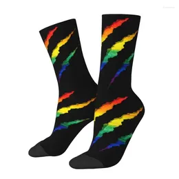 Men's Socks LGBT Ripped And Shredded Mens Crew Unisex Novelty 3D Printing GLBT Gay Lesbian Pride Dress