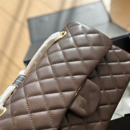 Small Classic Handbag Designer Shoulder Chain Bag Clutch Flap Bag Double Letter Gold/Silver Tone Metal Grained Calfskin Genuine Leather Women Luxury bag
