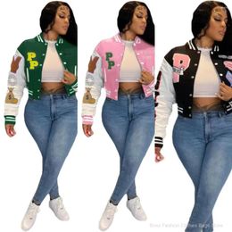 Women's Jackets Designer Varsity Jacket Women 2023 Autumn Fashion Letter Pattern Printed Long Sleeve Streetwear Short Baseball Bomber