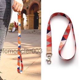 Keychain Hanging Rope Triangle Printing Pattern Broadband Clip Key Chain Mobile Phone Lanyard Wrist Strap Anti-lost Shoulder Band about 2023 MOAV