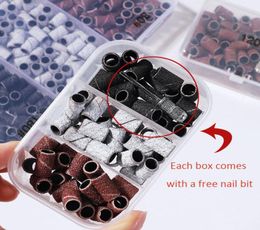 100125pcs Repalceable nail Sanding Bands 80 120 180 Zebra Sand Ring Bit for Manicure Pedicure nails files Drill Machine supply1956627