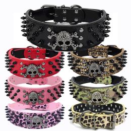 Black Gold Tie Nail Dog Collar Skull Rivet Pet Collar Anti Bite Dog Spiked Studded Large Chain Traction