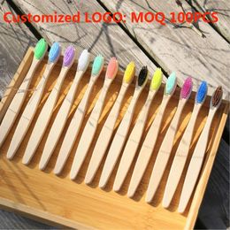 100PCS Colourful Natural Bamboo Toothbrush Set Teeth Whitening Bamboo Dental Oral Care Customised Laser Engraving 231227