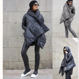 Parkas 2022 New Fashion Ladies Down Padded Cloak European Designer Asymmetric Long Winter Coat Women Parka Coat