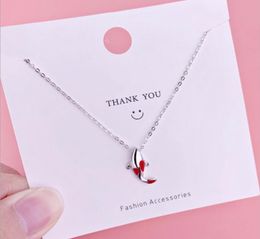 925 Sterling Silver Koi Fish Pendant Necklace Silver Clavicle Chain for Women Girls Choker Necklaces3184727