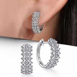 INS Top Sell Clip Earrings Luxury Jewelry Hip Hop 925 Sterling Silver Round Cut White Topaz Cz Diamond Gemstones Party Women Wedding Earring for Lover Gift