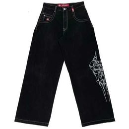 JNCO Jeans Y2K Mens Hip Hop Dice Graphic Embroidered Baggy Jeans Retro Blue Pants Harajuku Gothic High Waisted Wide Trousers h7