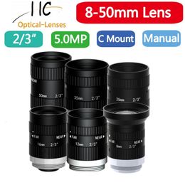 5MP CMount lens 8mm12mm16mm25mm35mm50mm HD 23inch FA Machine Vision lenses Industrial camera manual Iris Low distortion 231226