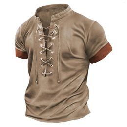 Men's Casual Shirts Vintage T Men Retro Color Block Elastic Outdoor Tees Muscle Funny Print Short Sleeve Hip Hop Oversized Camiseta