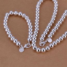 High grade 925 sterling silver '8MM beads piece - hollow Jewellery set DFMSS081 brand new Factory direct 925 silver necklace br276N