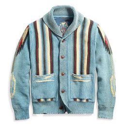 Men s Leisure Autumn Winter Wear European and American Vintage Jacquard Sleeve Lapel Knitwear Sweater 231226