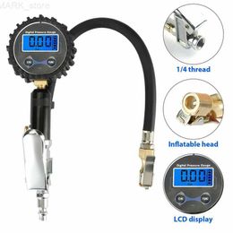 Inflatable Pump Digital Tyre Inflator Pressure Gauge Air Compressor Pump LCD Display LED Backlight Vehicle Tester Inflation Monitoring ManometroL231227