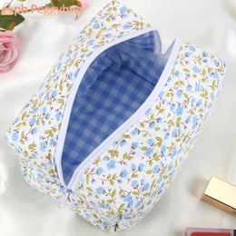 Cosmetic Bags 2PCS Quilted Makeup Bag Large Capacity Cute Travel Toiletry Cotton Brushes Storage For Women