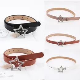 Belts Fashion Star Rhinestone Belt Pu Leather Diamond Buckle Waist Female Girl Jeans Dress Trouser Decoration Waistband