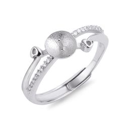 Anello con perla d'acqua dolce Disegni di montaggio per donna Anello in argento sterling 925 con zirconi Accessori grezzi 5 pezzi270l