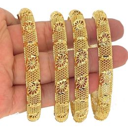 Bangle 4pcs lot 24K Dubai Bangles For Women Ethiopian Africa Fashion Gold Colour Saudi Arabia Bride Wedding Bracelet Jewellery Gifts3046