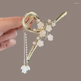 Hair Clips Elegant Ladies Temperament Sweet Pearl Flower Back Head Clip Fashion Disc Hairpin Headband Jewelry Accessories