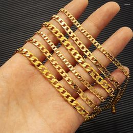 Chains Men's Cuban Link Chain Necklace Copper Gold Colour Male Choker Colar Jewellery Gifts For Him