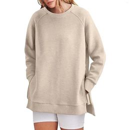 Women's Hoodies Sweatshirts Long Sleeve Tunic Tops Crew Neck Soft Pullover With Side Zipper Shirt Homage Sweatshirt Fuzzy Fleece 3 Piece