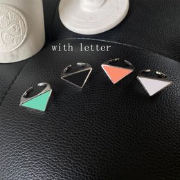 4 Colours Metal Triangle Open Ring with Stamp Women Letter Finger Rings Fashion Jewellery Accessories Top Quality305Z