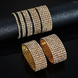 Charm Bracelets Acheerup Trendy 1-6 Rows Full Zircon For Women Alloy Elastic White Stone Bangles Jewelry Gift