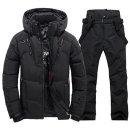 Thermal Winter Ski Suit Men Windproof Skiing Down Jacket and Bibs Pants Set Male Snow Costume Snowboard Wear Overalls 231226