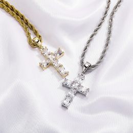 Fashion Style High Quality Pendant Necklaces Ice Cravejado AAA+ Cubic Zircon Cross Necklaces Men Women Hip Hop Jewelry