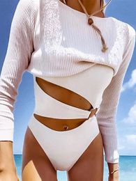 Wear 2022 New Sexy Women Solid Cut Out Ring Swimsuit One Piece Bodysuit Sexi Swimwear Bath Suit Beach Swim Monokini for Lady Trikini