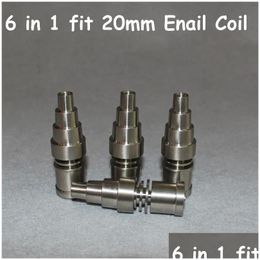 Other Kitchen Dining Bar 6 In 1 Titanium Banger Tools Fit 20Mm Electrical Coil Domeless Ti Nail For Male And Female Titaniumbange Dh2H3