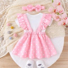 Clothing Sets Baby Girl Easter Outfits Long Sleeve Ruffle Romper Suspender Skirt Headband Clothes