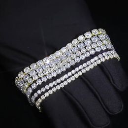14K Gold Plated Hip-hop Tide Men's Women Tennis Bracelet Zircon-microencased 3mm 4mm 5mm Bracelets 7ich 8inch Length Whos254Q