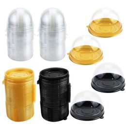 50 pieces of mini transparent cake box container transparent paper cup cake dome pastry baking packaging box wedding party supplies and gifts 231227