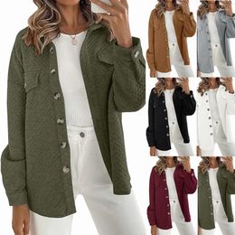 Women's Jackets Fall/Winter 2023 Solid Color Diamond Pocket Lightweight Casual Jacket