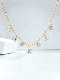 Chains Light Luxury Sterling Silver Gold Necklace Inlaid With High-carbon Diamonds Water Drops Pear-shaped White