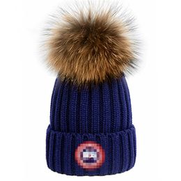 Winter Knitted Beanie Woollen Hat Women Chunky Knit Thick Warm Faux Fur Beanies Hats Female Bonnet Beanie Caps T-5