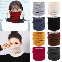 Bandanas Soft Unisex Collar Scarf Double-Layer Thick Knitted Neck Warmer Circle Loop Scarves Fleece Lined Winter Gaiter