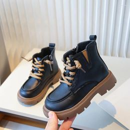 Boots Korean Style Children's Winter Black Boys Girls Non-slip Cotton Fashion Causal Kids Ankle Leather Thick Bottom