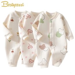 3 Layers born Romper Cotton Bear Bunny Cartoon Baby Girl Jumpsuit Autumn Winter Toddler Outfit Infant Onesie Kids Boy Clothes 231226