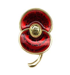 Ode of Remembrance Red Enamel Brooch First World War Centenary Badge Engraved with Poem "For the Fallen"5601184