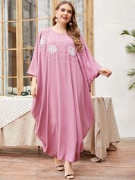 Ethnic Clothing Elegant Casual Dress Office Plus Size Maxi Bat Sleeve Robe Long Dresses Women